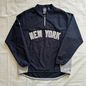 2011 New York Yankees 1/4 Zip Majestic Dugout Pullover Windbreaker Jacket Large